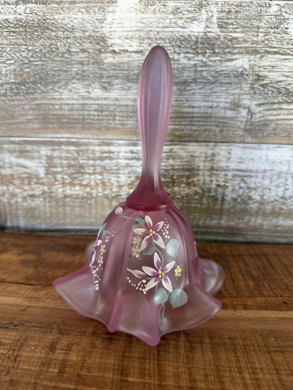 Vintage Fenton Art Glass Bell Empress Rose 9474 CD Hand Painted Signed USA